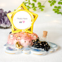 Load image into Gallery viewer, CZ Sleepy Black Cat Star Photo Frame