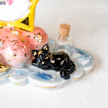 Load image into Gallery viewer, CZ Sleepy Black Cat Star Photo Frame