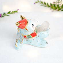 Load image into Gallery viewer, DISCOUNTED-Clear Quartz Christmas Blue Dragon Figurine