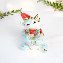 Load image into Gallery viewer, DISCOUNTED-Clear Quartz Christmas Blue Dragon Figurine