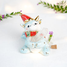 Load image into Gallery viewer, DISCOUNTED-Clear Quartz Christmas Blue Dragon Figurine