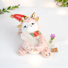 Load image into Gallery viewer, Clear Quartz Christmas Pink Dragon Figurine