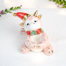 Load image into Gallery viewer, Clear Quartz Christmas Pink Dragon Figurine