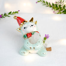 Load image into Gallery viewer, DISCOUNTED-Clear Quartz Christmas Green Dragon Figurine