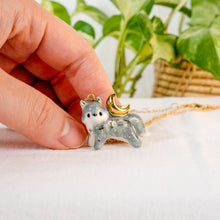 Load image into Gallery viewer, Crescent Moon Wolf Necklace