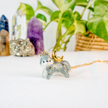 Load image into Gallery viewer, Crescent Moon Wolf Necklace