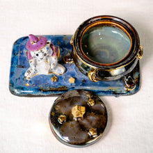 Load image into Gallery viewer, Moonstone Tabby Kitty Witch-Cauldron Jewelry Box