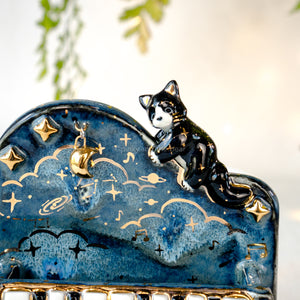 Midnight Piano Tuxedo Cat Vase