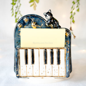 Midnight Piano Tuxedo Cat Vase