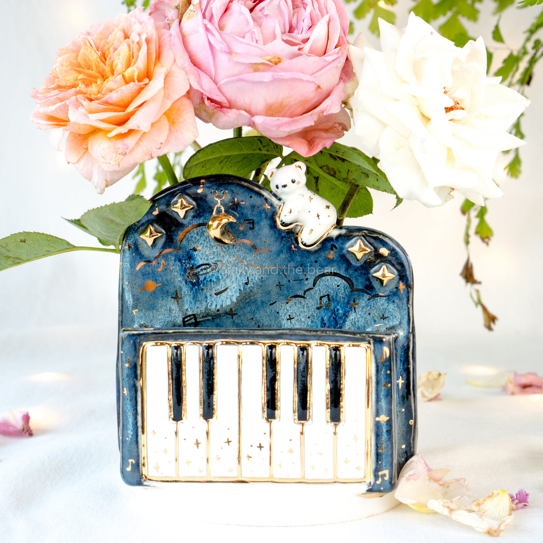 Midnight Piano Bear Vase