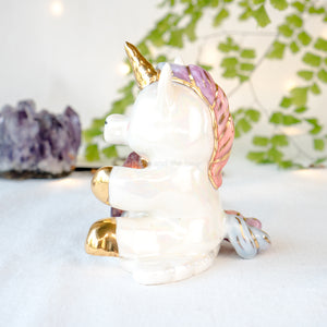 Amethyst Star Purple Unicorn Figurine Lamp