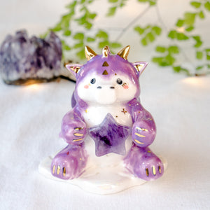Amethyst Star Purple Dragon Figurine Lamp