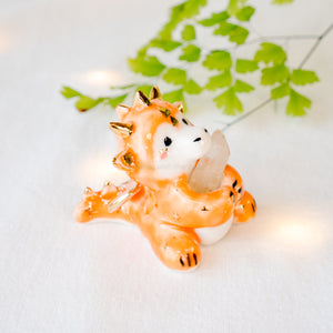 Quartz Orange Dragon Figurine