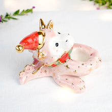 Load image into Gallery viewer, Clear Quartz Christmas Pink Dragon Figurine
