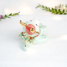 Load image into Gallery viewer, DISCOUNTED-Clear Quartz Christmas Green Dragon Figurine
