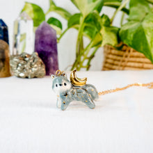 Load image into Gallery viewer, Crescent Moon Wolf Necklace
