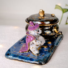 Load image into Gallery viewer, Moonstone Tabby Kitty Witch-Cauldron Jewelry Box
