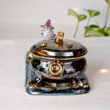 Load image into Gallery viewer, Moonstone Tabby Kitty Witch-Cauldron Jewelry Box

