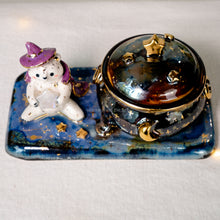 Load image into Gallery viewer, Moonstone Bear Witch-Cauldron Jewelry Box
