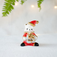 Load image into Gallery viewer, Santa Bear-Blue Present Figurine
