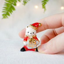 Load image into Gallery viewer, Santa Bear-Blue Present Figurine
