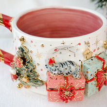 Load image into Gallery viewer, Christmas Present Sleepy Cat Cup
