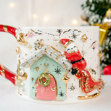 Load image into Gallery viewer, Santa Bear on Green House Cup
