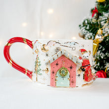 Load image into Gallery viewer, Santa Bear on Pink House Cup
