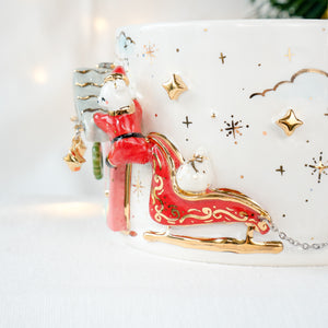 Santa Bear on Pink House Cup