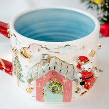 Load image into Gallery viewer, Santa Bear on Pink House Cup
