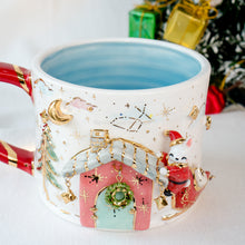 Load image into Gallery viewer, Santa Bunny on Pink House Cup
