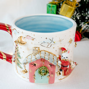 Santa Bunny on Pink House Cup