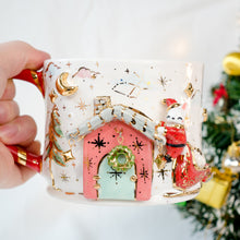 Load image into Gallery viewer, Santa Bunny on Pink House Cup
