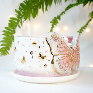 CZ Crystal Rainbow-Winged Butterfly Bear Planter